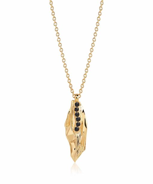 Sif Jakobs Pendant Vulcanello - 18k gold plated with black zirconia (45-60 cm)