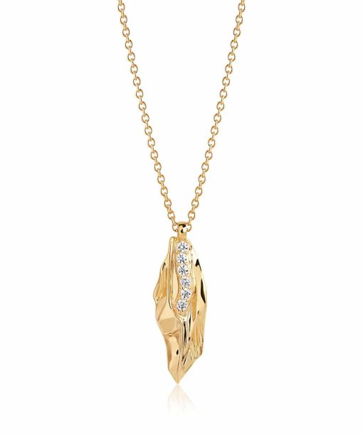 Sif Jakobs Pendant Vulcanello - 18k gold plated with white zirconia (45-60 cm)