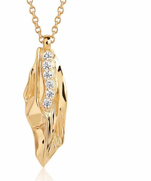 Alternative view of Sif Jakobs Pendant Vulcanello - 18k gold plated with white zirconia (45-60 cm)