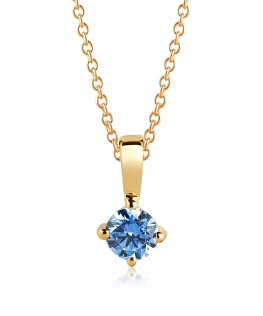 Sif Jakobs Pendant Princess round - 18k gold plated with blue zirconia