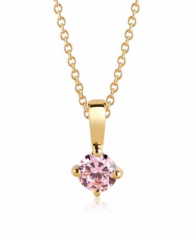 Sif Jakobs Pendant Princess round - 18k gold plated with pink zirconia