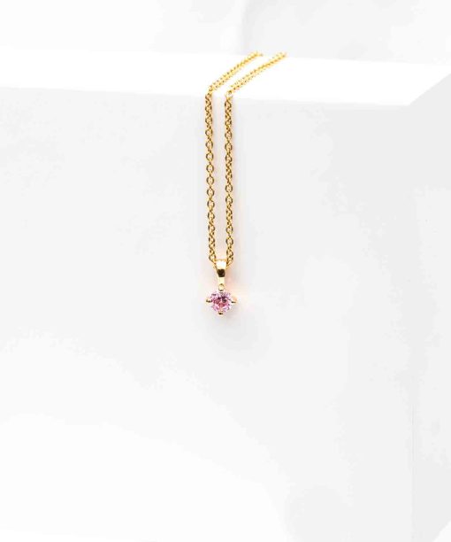 Alternative view of Sif Jakobs Pendant Princess round - 18k gold plated with pink zirconia