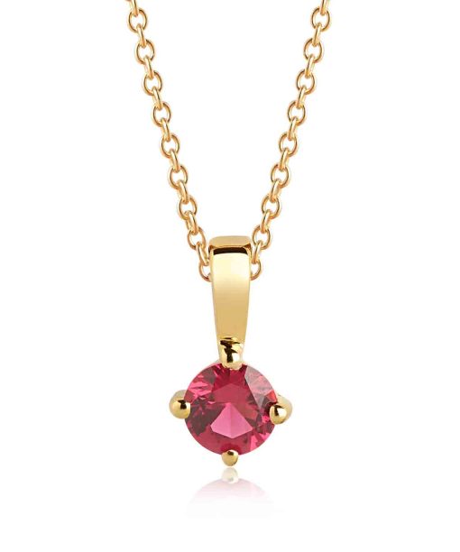 Sif Jakobs Pendant Princess round - 18k gold plated with red zirconia