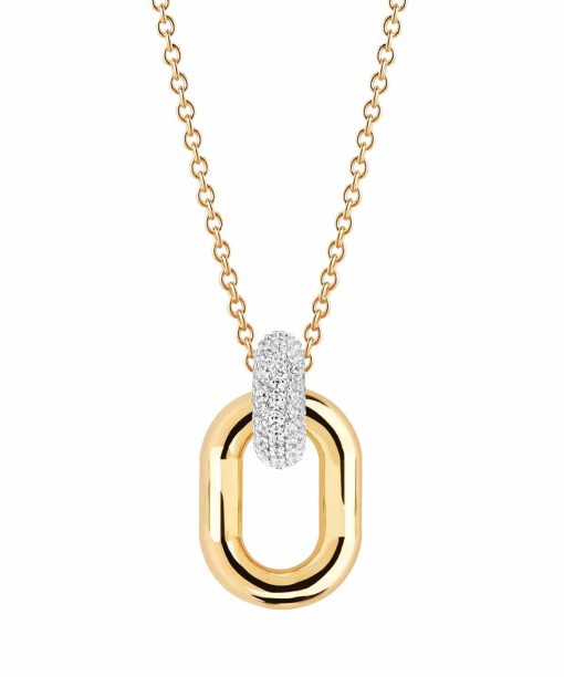 Sif Jakobs Pendant Capri Due - 18k gold plated with white zirconia (45-60 cm)