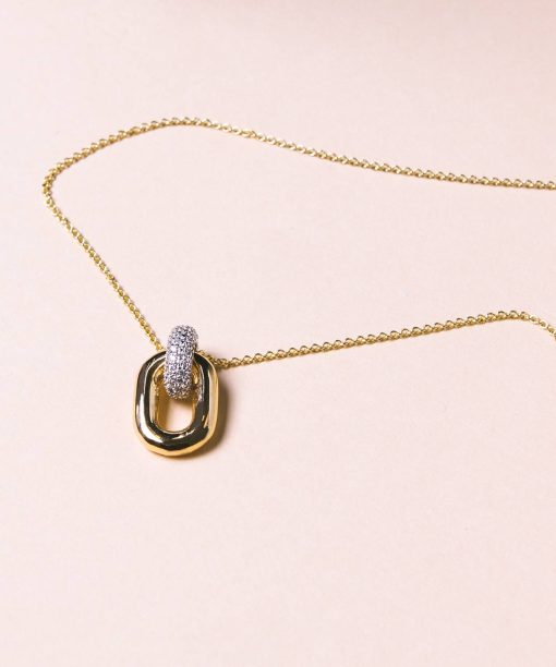 Alternative view of Sif Jakobs Pendant Capri Due - 18k gold plated with white zirconia (45-60 cm)