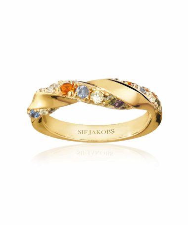 Sif Jakobs Ring Ferrara - 18k Gold Plated With Multicoloured Zirconia