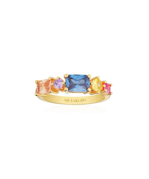 Sif Jakobs Ring Ivrea - 18k Gold Plated, With Multicoloured Zirconia