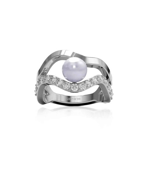 Sif Jakobs Ring Ponza - With Freshwater Pearl And White Zirkonia