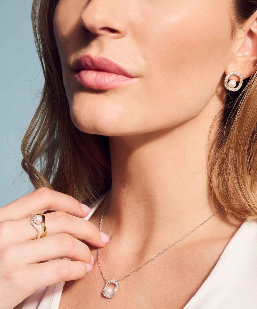 Alternative view of Sif Jakobs Ring Ponza - 18k Gold Plated With Freshwater Pearl And White Zirkonia