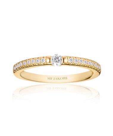 Sif Jakobs Ring Ellera uno with white zirconia - 18k gold plated