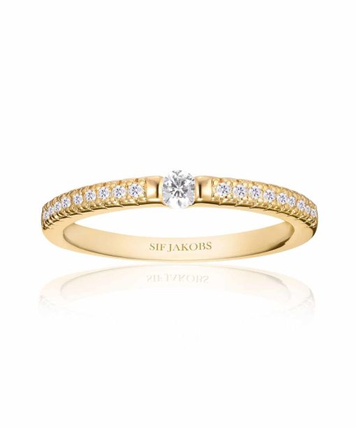 Sif Jakobs Ring Ellera uno with white zirconia - 18k gold plated