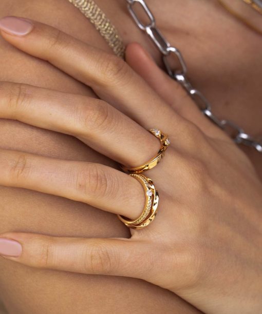 Alternative view of Sif Jakobs Ring Ellera uno with white zirconia - 18k gold plated