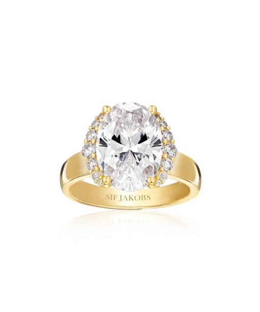 Sif Jakobs Ring Ellisse Grande - 18k Gold Plated, With White Zirconia