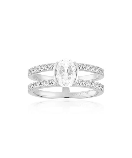 Sif Jakobs Ring Ellisse Carezza Piccolo - With White Zirconia