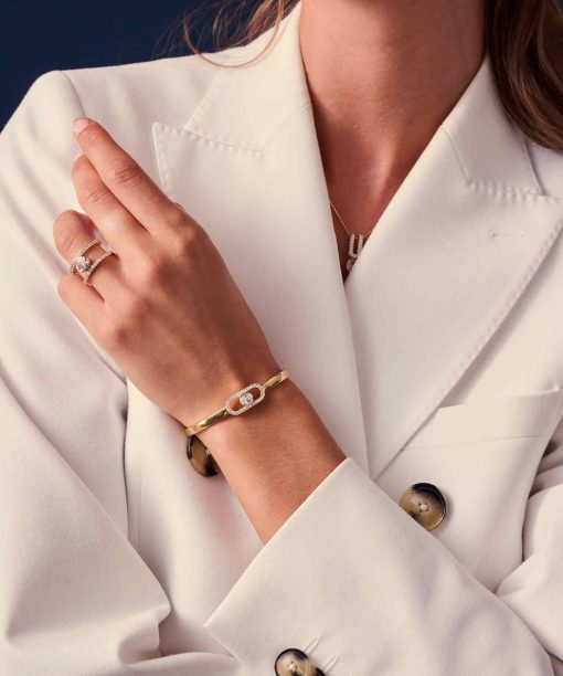 Alternative view of Sif Jakobs Ring Ellisse Carezza Grande - 18k Gold Plated, With White Zirconia