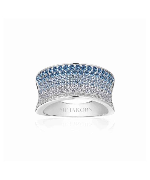 Sif Jakobs Ring Feline Concavo - With Gradient Tones Of Blue And White Zirconia