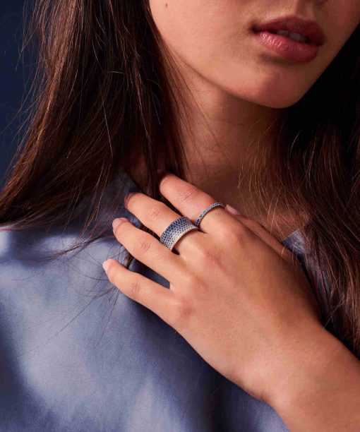 Alternative view of Sif Jakobs Ring Feline Concavo - With Gradient Tones Of Blue And White Zirconia