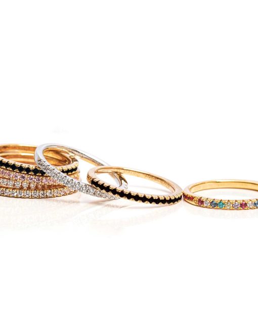 Alternative view of Ring Ellera - 18k gold plated with black zirconia