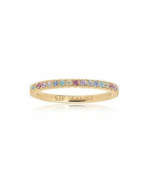 Sif Jakobs - Ring Ellera - 18K Gold Plated With Multicoloured Zirconia