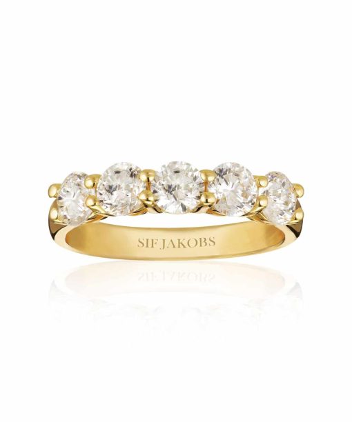 Sif Jakobs Ring Belluno Uno - 18k Gold Plated With White Zirconia