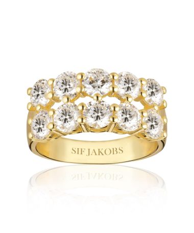 Sif Jakobs Ring Belluno Due - 18k Gold Plated With White Zirconia