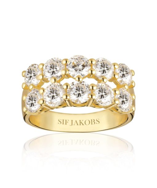 Sif Jakobs Ring Belluno Due - 18k Gold Plated With White Zirconia