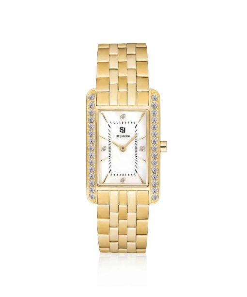 Sif Jakobs Watch Martina - Gold Plated Stainless Steel With Mother Of Pearl Dial And White Zirconia
