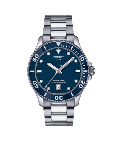 Produktbilde av Tissot Seastar 1000 Quartz 40mm med blå urskive og stållenke. Referanse. T120.410.11.041.00